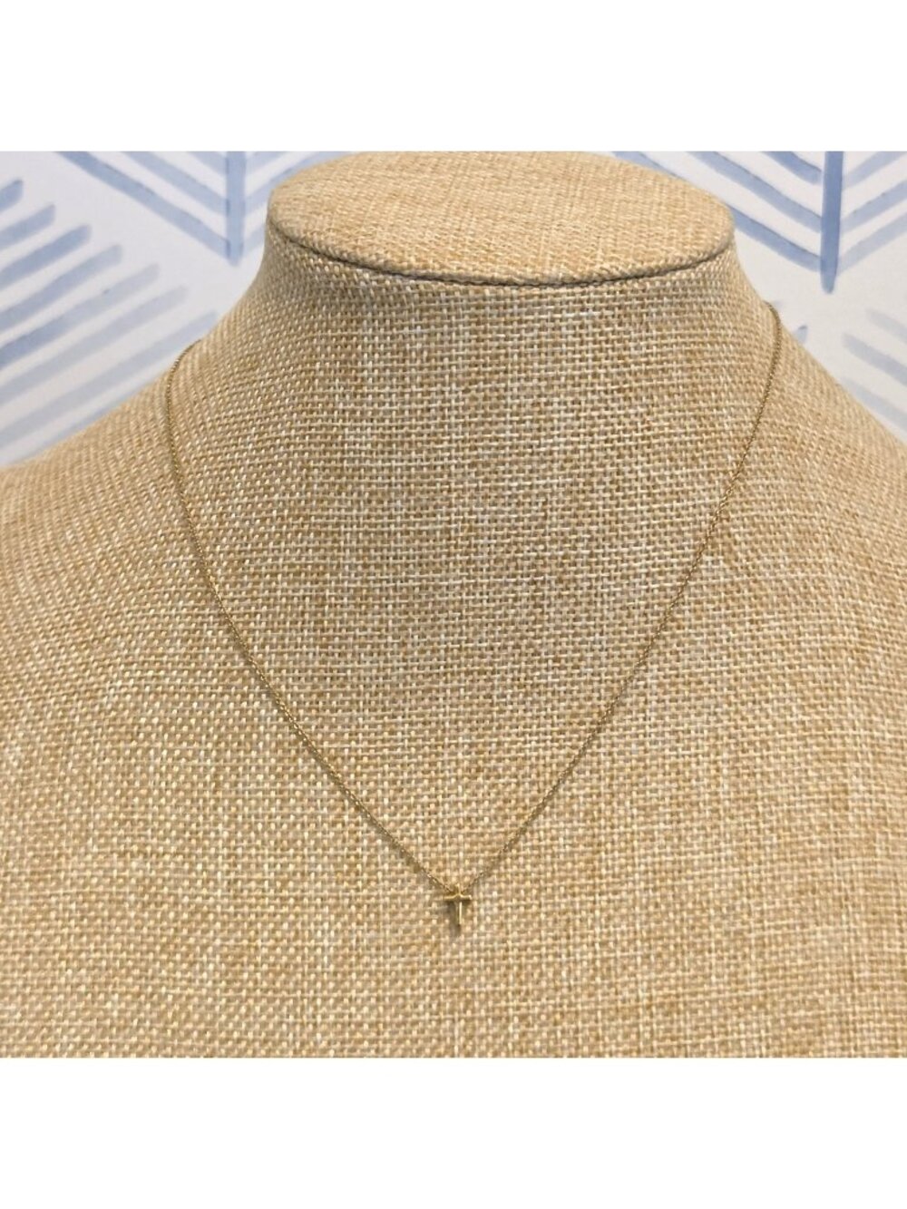 Tiny Tags 14K Gold Ion Plated Brass Base Cross Necklace 16” Plus 2” Extender